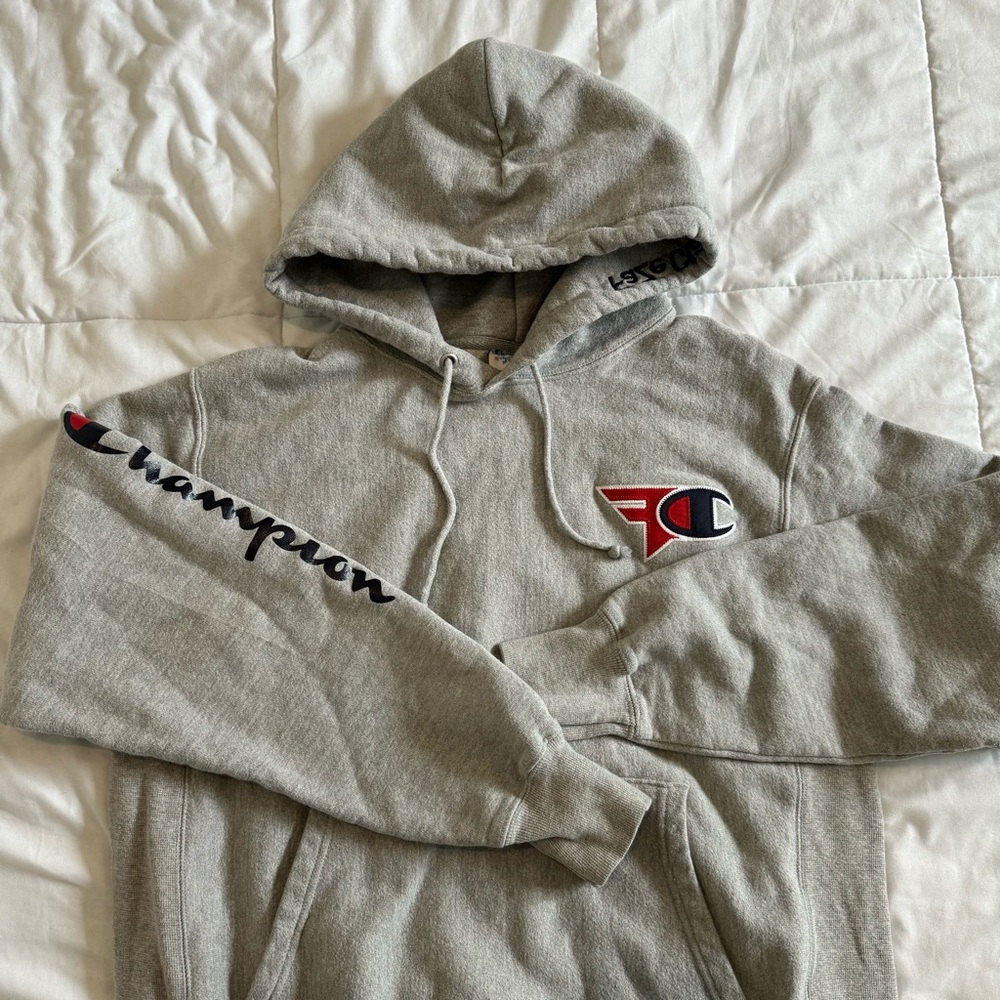 Faze Clan x Champion grey hoodie
